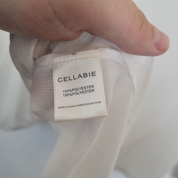 Cellabie Peasant Blouse White Lace Floral Boho Gypsy Milkmaid Cottagecore Large - Picture 10 of 10